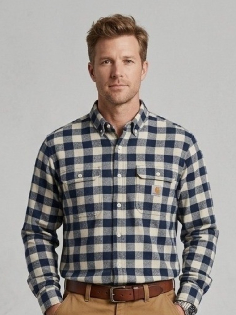 Mens Carhartt Relaxed Fit Rugged Flex Plaid Button Down Shirt